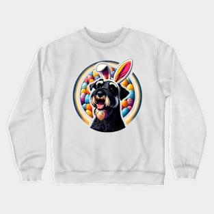 Giant Schnauzer Enjoys Easter with Bunny Ears Crewneck Sweatshirt